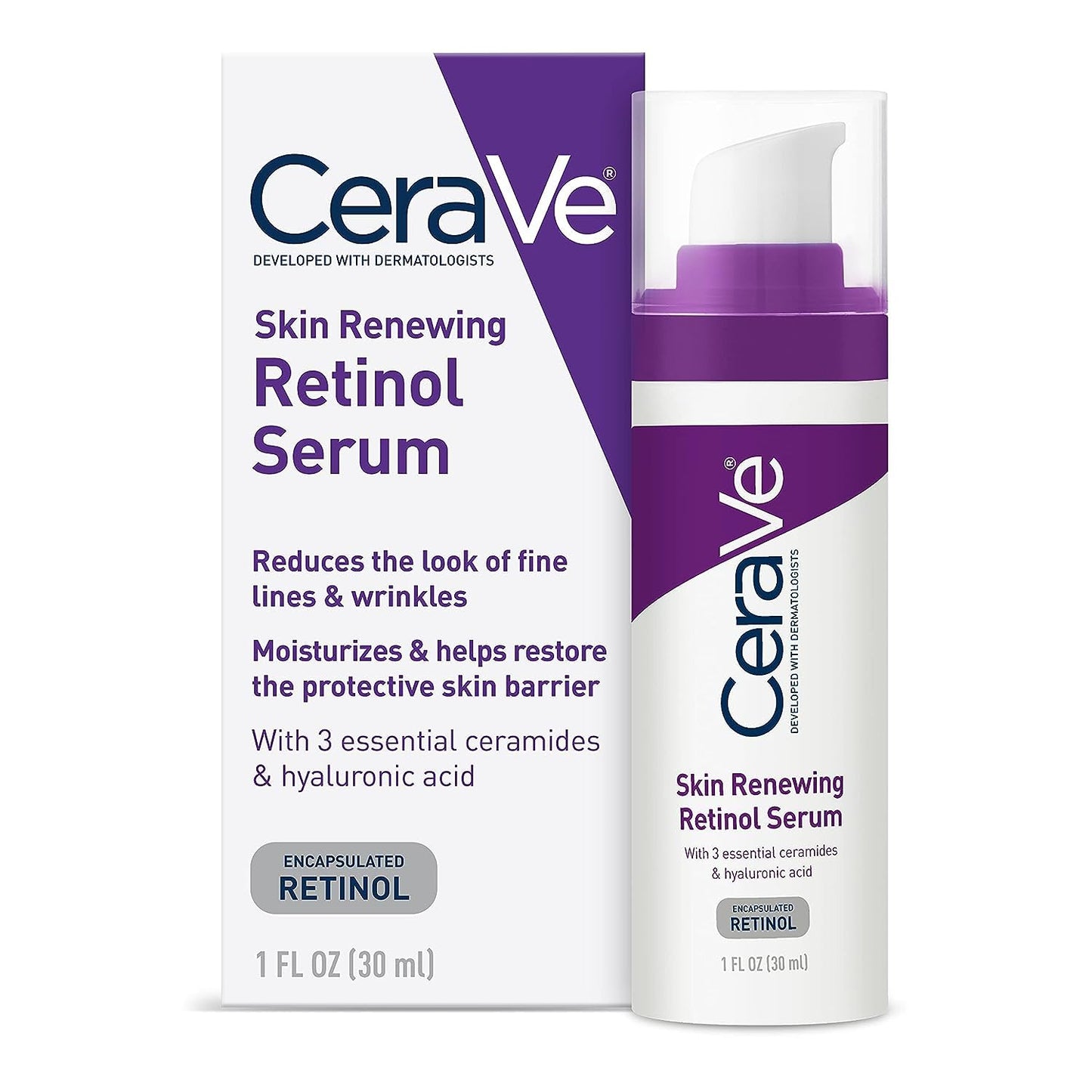 CeraVe Anti Aging Retinol Serum | Cream Serum for Smoothing Fine Lines and Skin Brightening | With Retinol, Hyaluronic Acid, Niacinamide, and Ceramides