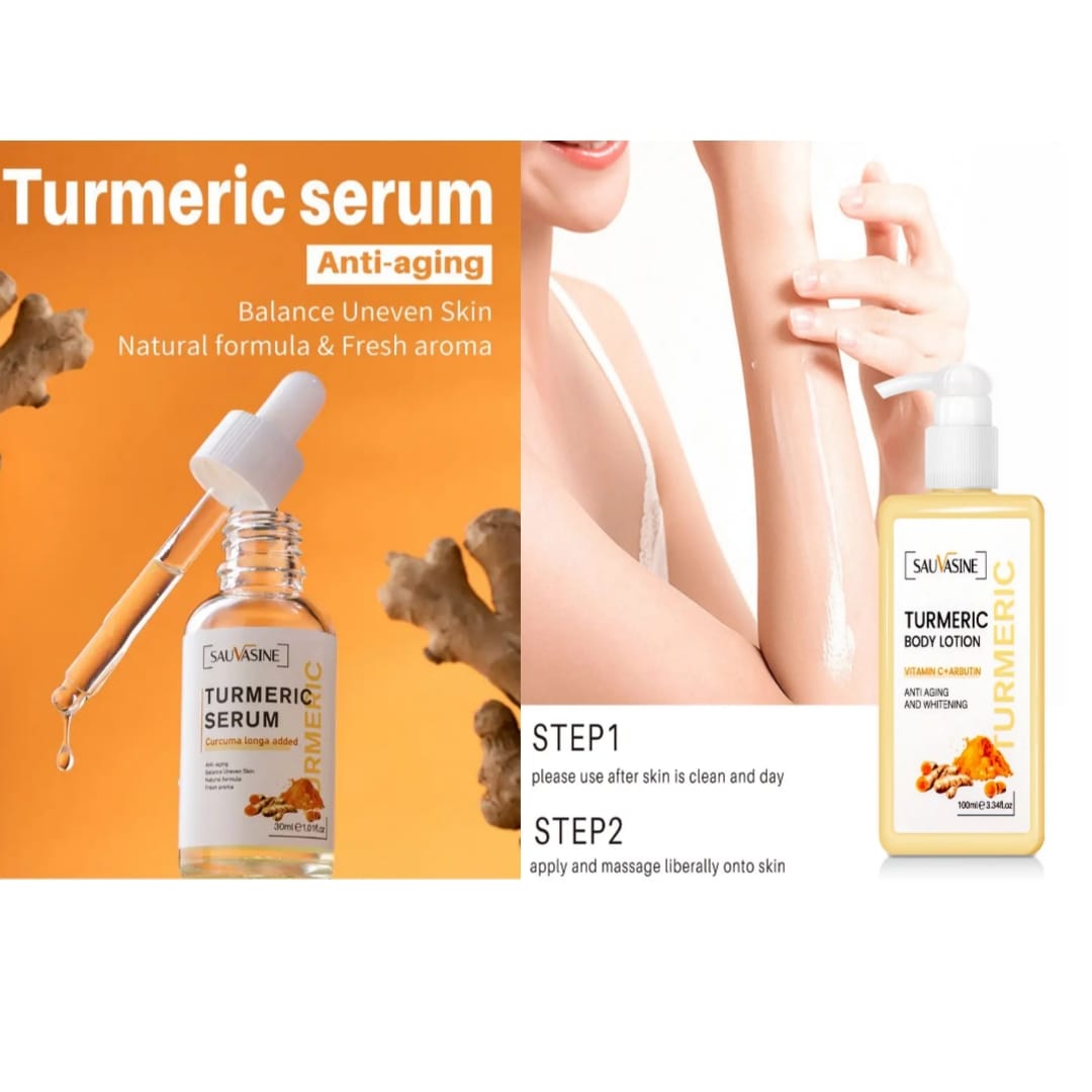 Turmeric Face Serum & Turmeric Body Lotion - Face & Body Set