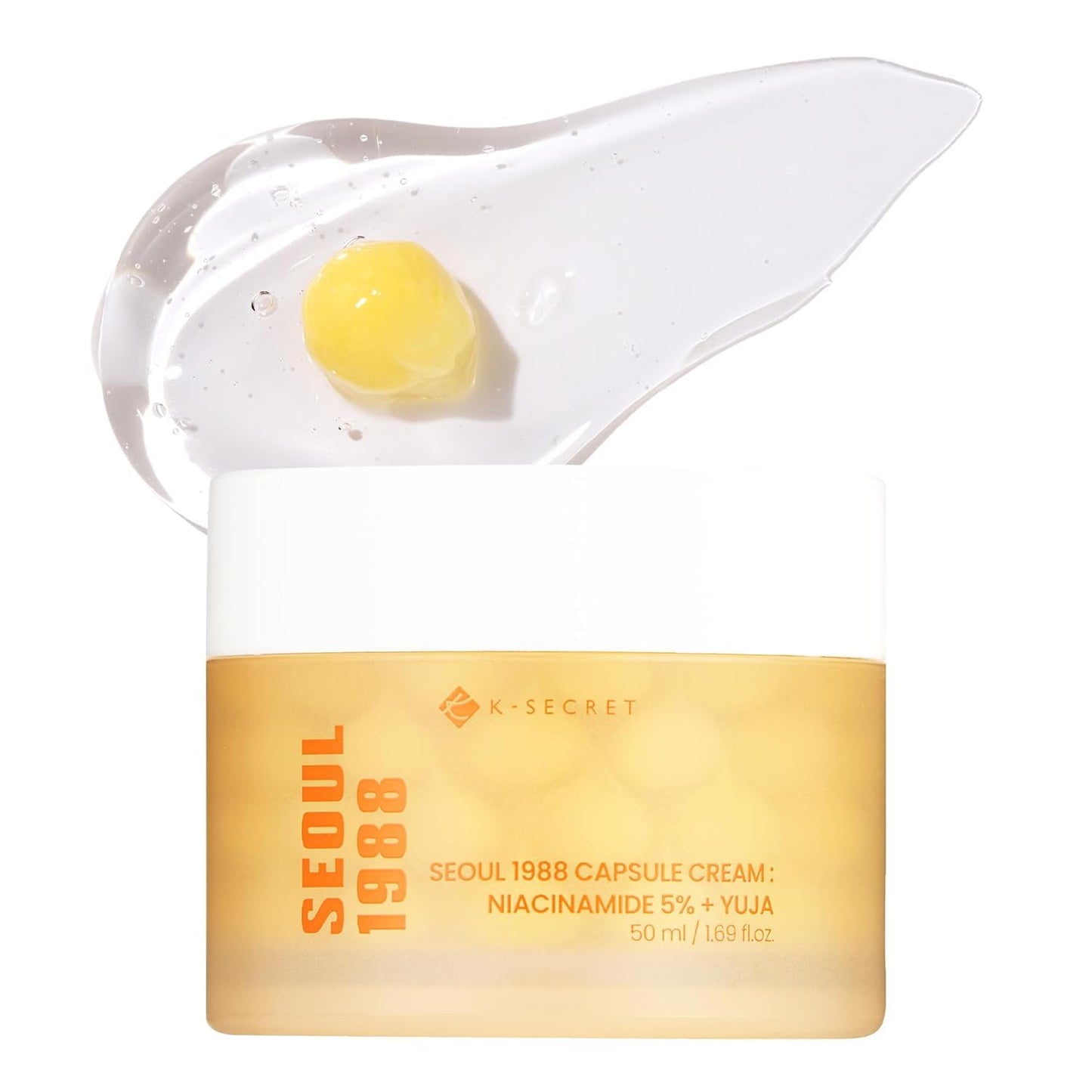 K-SECRET SEOUL 1988 Niacinamide Capsule Cream – Hydrating Face Moisturizer with 5% Niacinamide and Yuja | Vitamin C Capsule Cream for Dark Spots, Uneven Skin Tone | Korean Skincare, 50ml