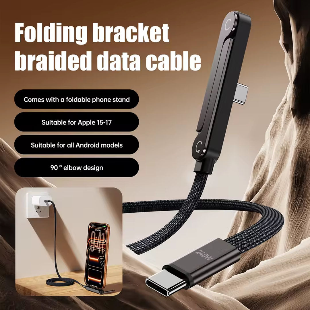 240W USB Type C Fast Charging Adapter Cable with Foldable Phone Holder