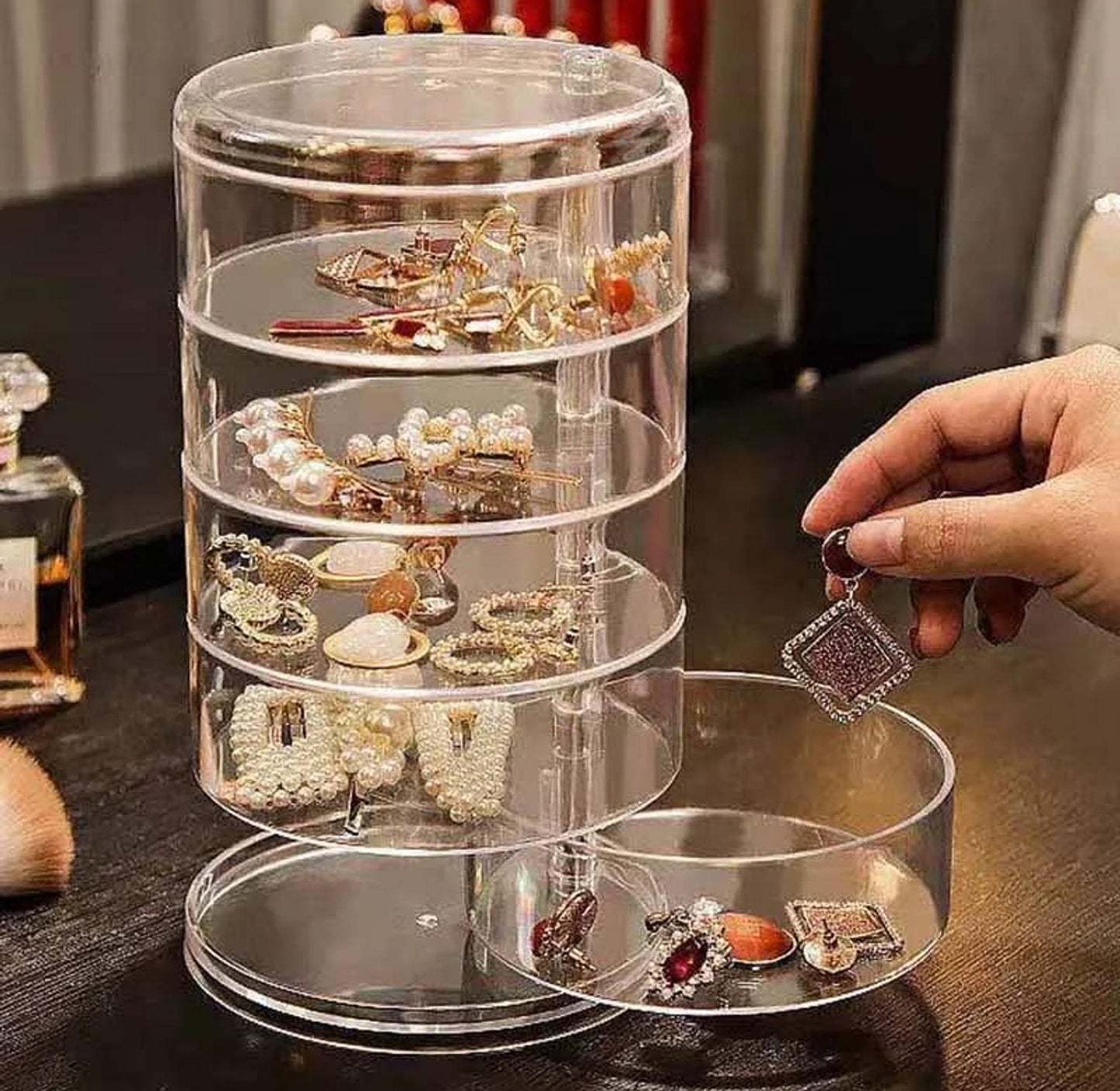 5 Layers Rotating Jewelry Organizer Storage Box