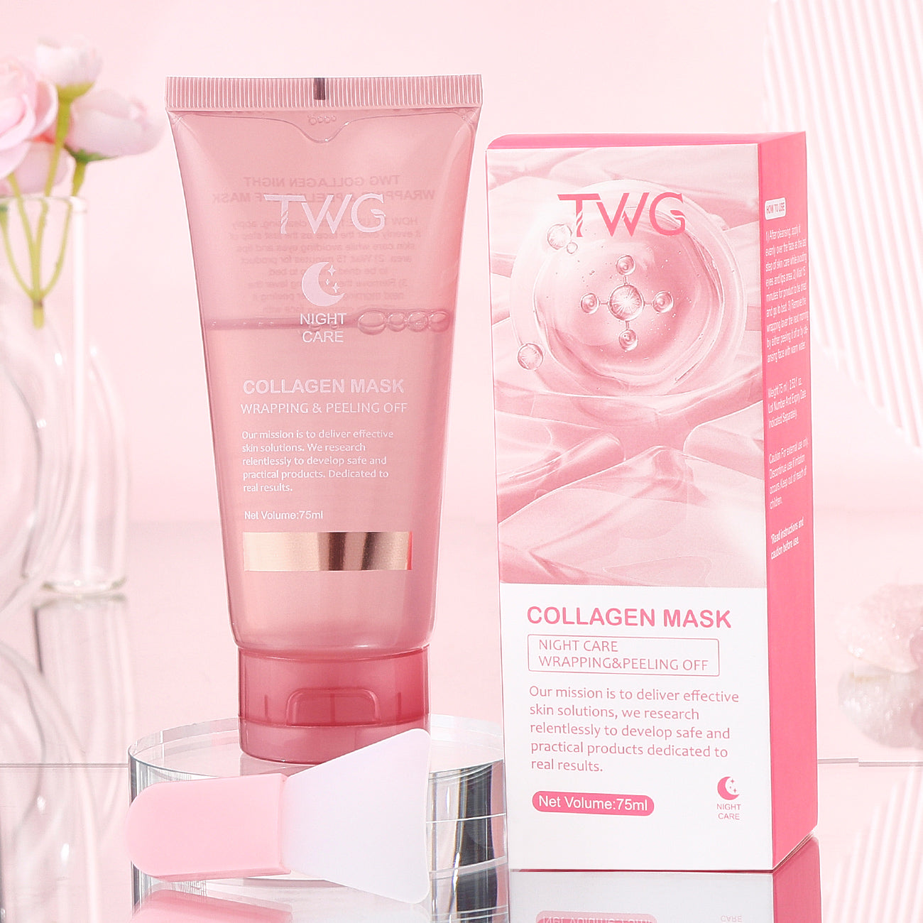 Collagen Night Wrapping Peel Off Facial Mask - Elasticity & Hydration Care, Reduces Sagging & Dullness | Hydrolyzed Collagen For Glowing Skin - 75 ml