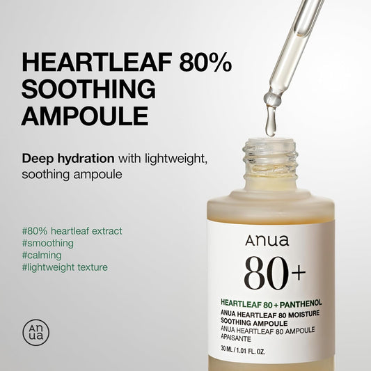 Anua Heartleaf 80 Soothing Ampoule - Hydration Facial Serum for Glass Skin