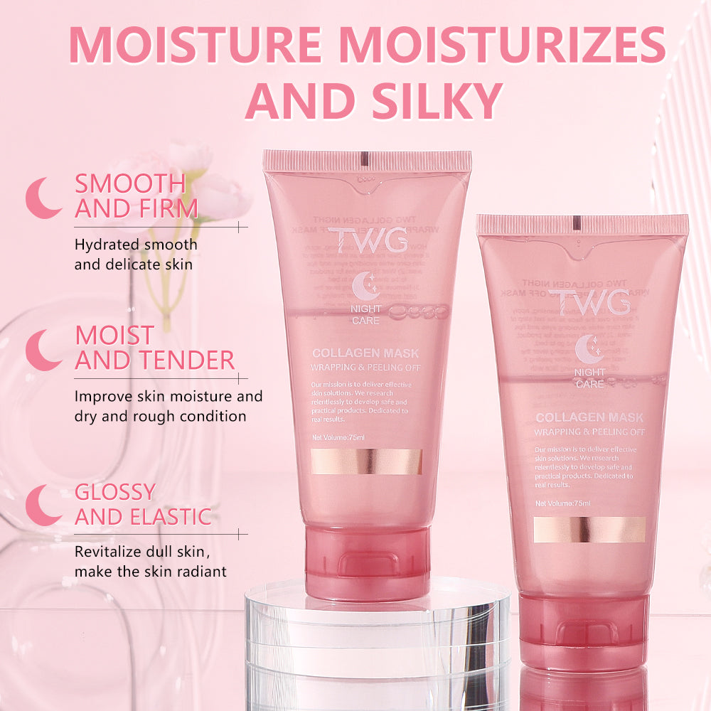 Collagen Night Wrapping Peel Off Facial Mask - Elasticity & Hydration Care, Reduces Sagging & Dullness | Hydrolyzed Collagen For Glowing Skin - 75 ml