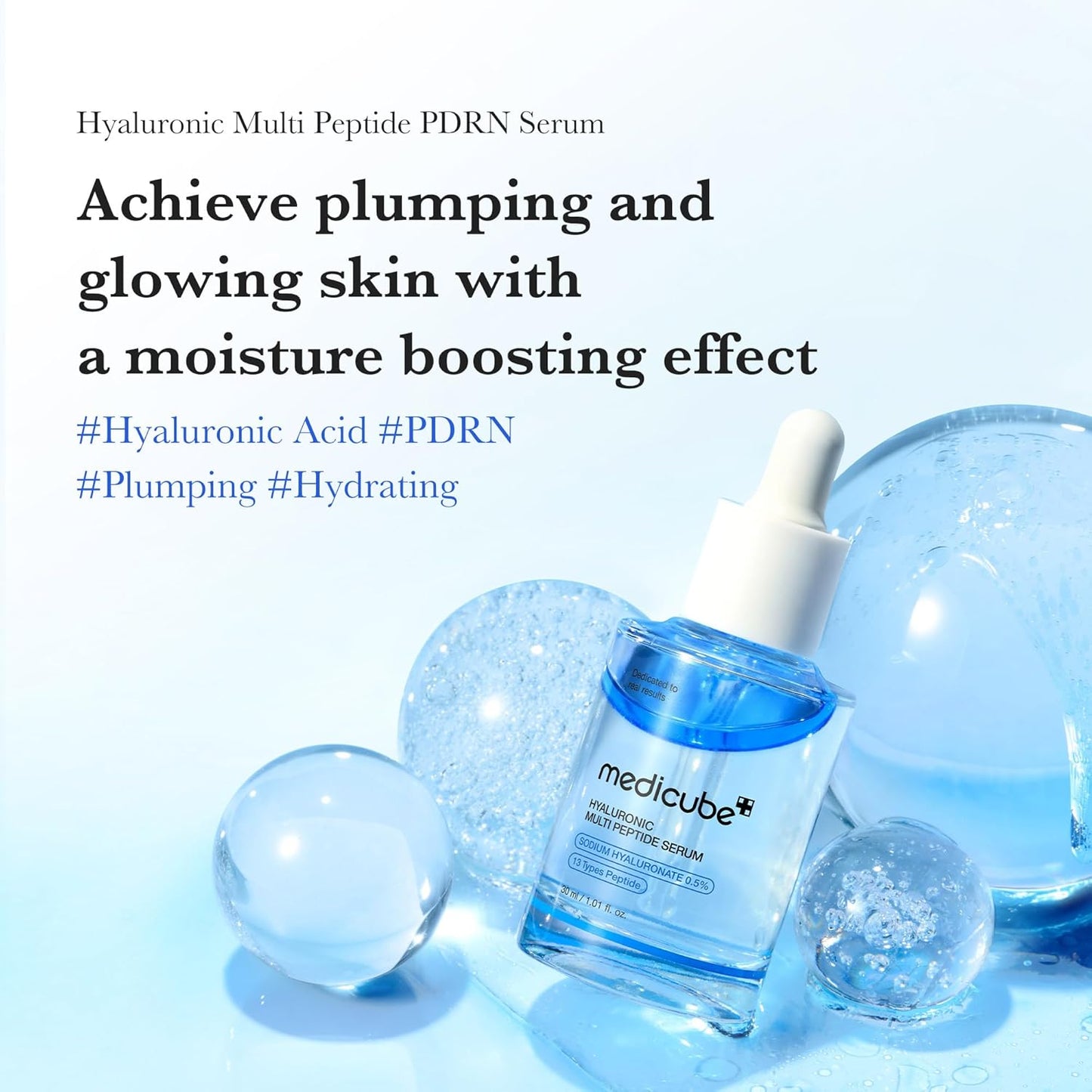 medicube Hyaluronic Multi Peptide PDRN Serum for Glowing and Soothing | Lightweight Water Plumping Radiant Facial Serum for All Skin Type, Hydrating Moisturizer - 30ml
