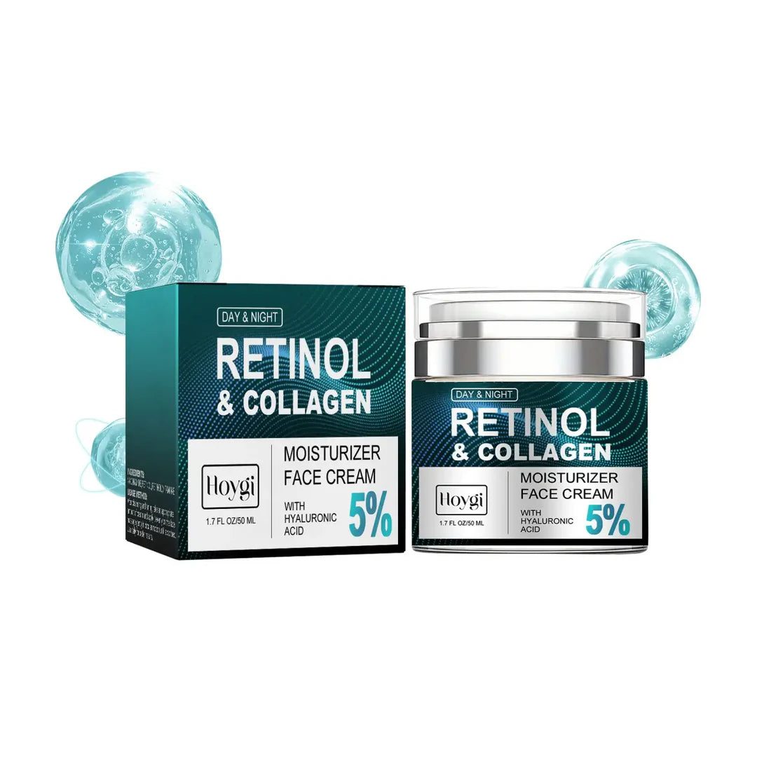 RETINOL & COLLAGEN Moisturizer Face Cream - Day & Night Anti-Aging Skin Care with 5% Hyaluronic Acid