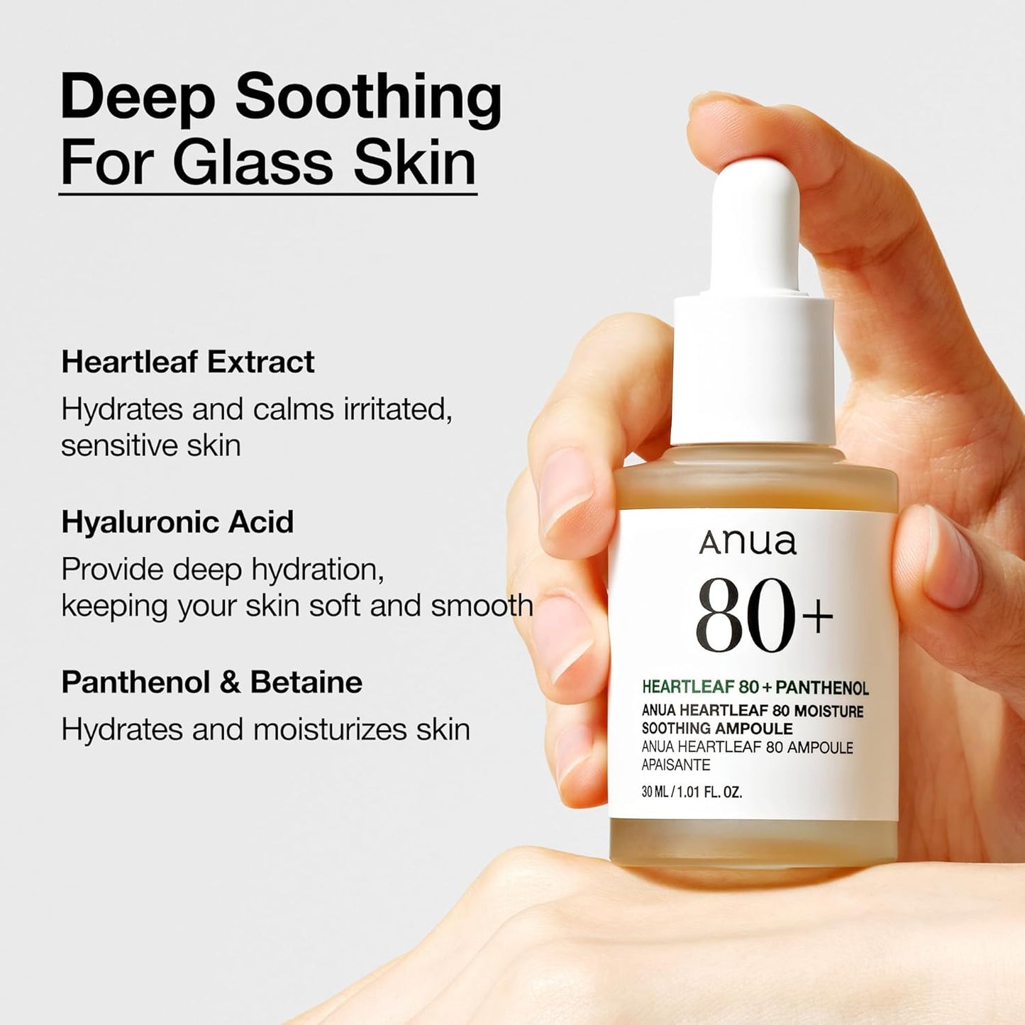 Anua Heartleaf 80 Soothing Ampoule - Hydration Facial Serum for Glass Skin