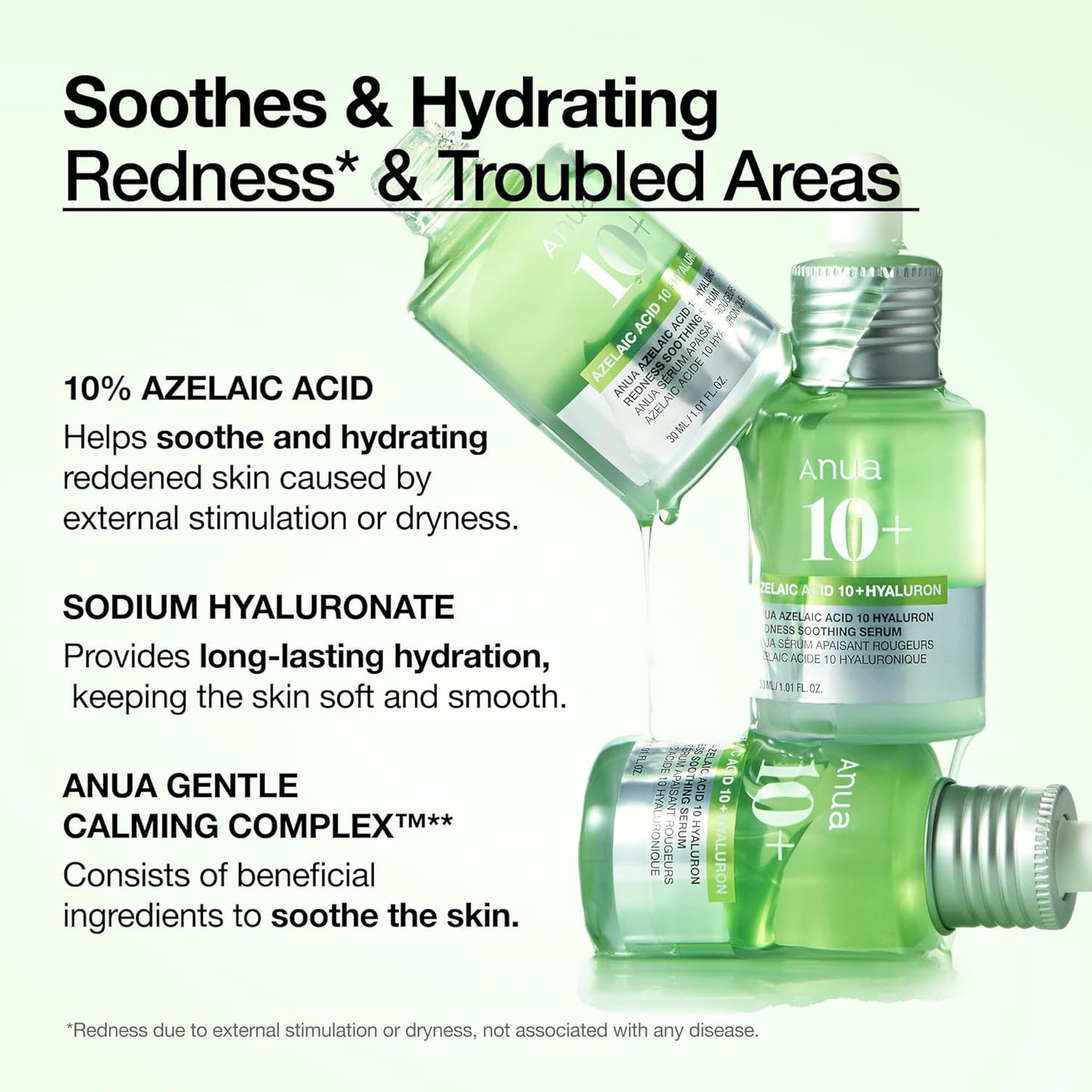 Anua Azelaic Acid 10 Hyaluron Redness Soothing Serum - Facial Serum for Blemish-Prone & Oily-Prone Skin, Lightweight & Hydrating Blemish Care, Hyaluronic Acid - 30 ml