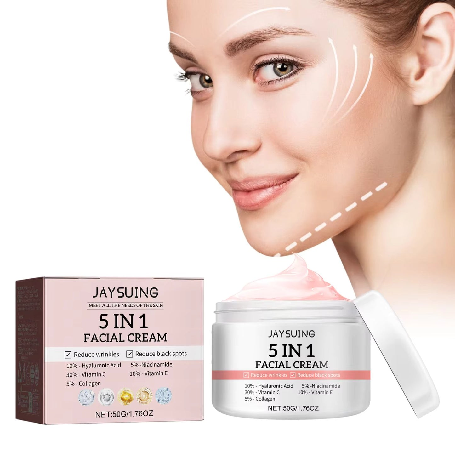 5-in-1 Anti-Wrinkles & Anti-Aging Face Cream- Deeply Moisturizing, Facial Skin Firming, Fading Dark Spots and Fine Lines – 50mls