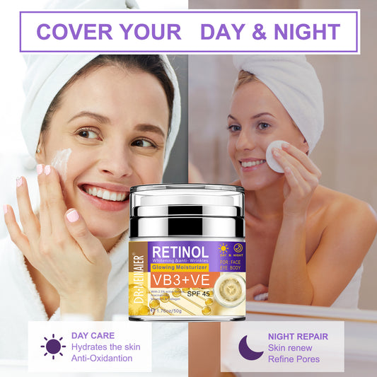 RETINOL Brightening, Anti-Wrinkles & Glowing Moisturizer - For Day & Night, Face & Body
