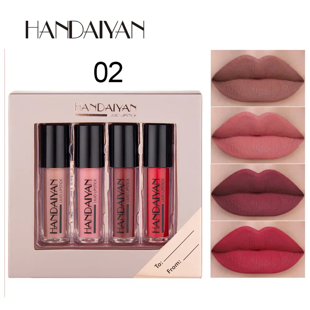 4PCS SET HANDAIYAN Waterproof long lasting Liquid Matte Lipstick