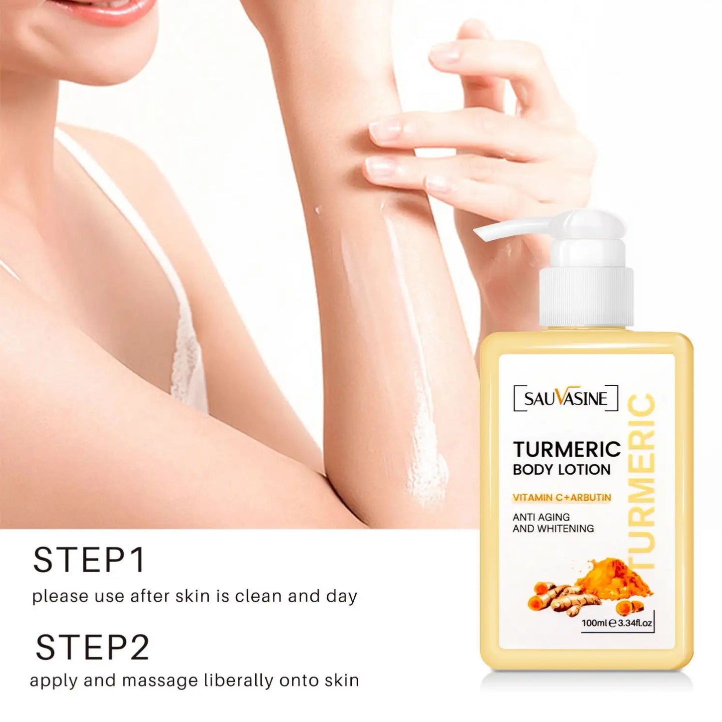 Turmeric  Body Lotion for Anti Aging, Fade Dark Spots, Clear Wrinkles & Smoothens