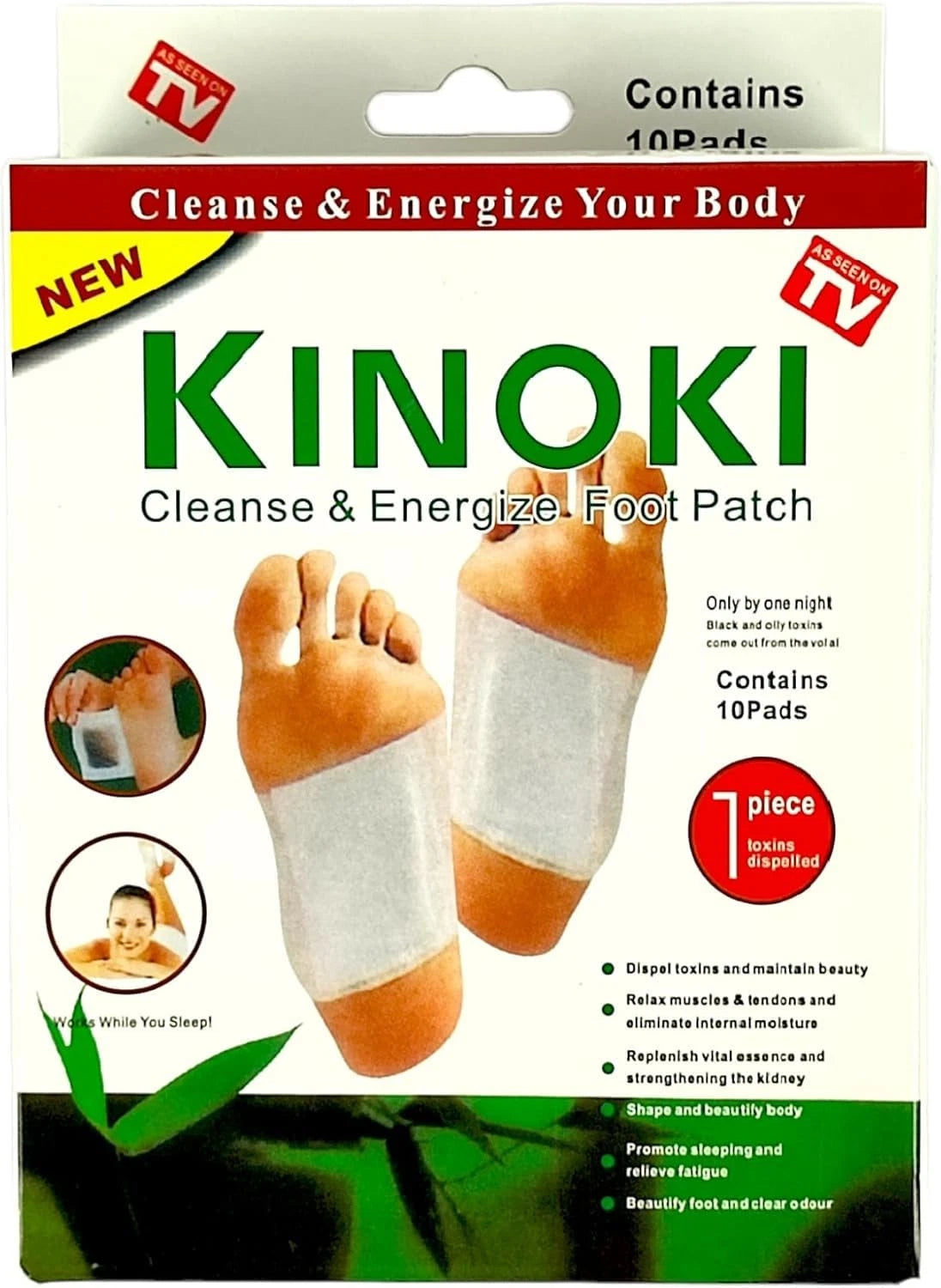 Kinoki Detox Foot Patches - Nightly Cleansing Routine - ( 10PCS/BOX ) - BUY 1 BOX GET 1 FREE