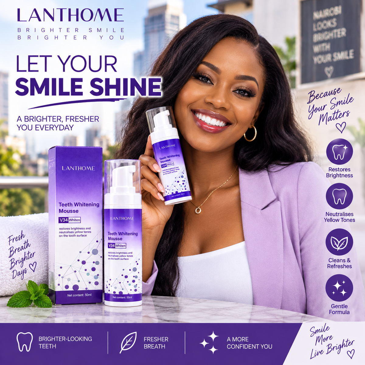Teeth Whitening Mousse - Deep Cleaning & Whitening Foam Mousse - 50 mls