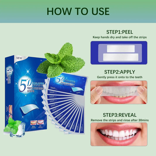 5D White Teeth Whitening Strip Kit, Professional Effects, 28 Strips (14 Count Treatment Pack)