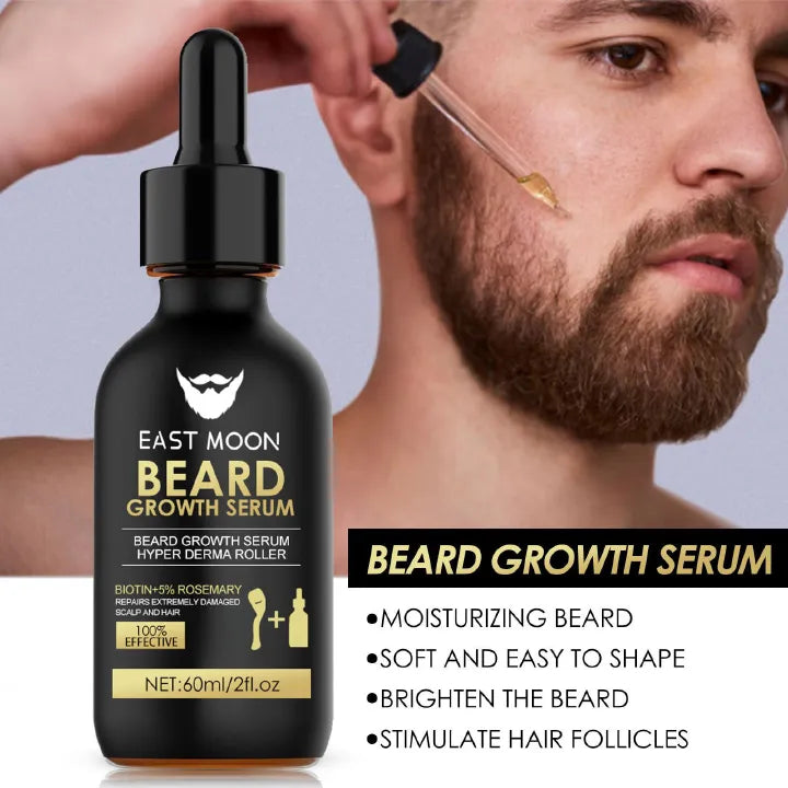 Men's Beard Growth Serum Kit With Derma Roller - Beard Growth, Nourishing & Thickening for Fuller Beard