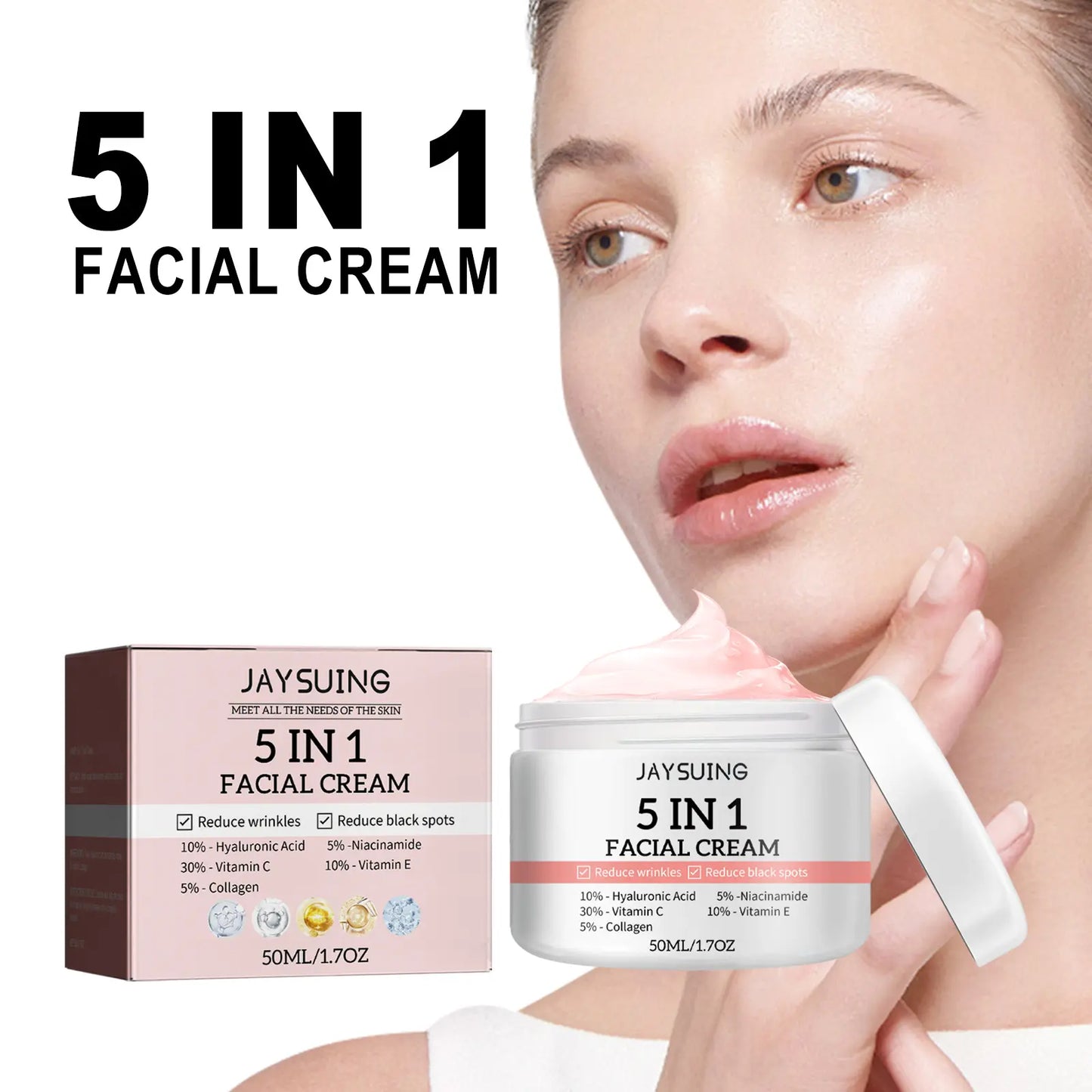 5-in-1 Anti-Wrinkles & Anti-Aging Face Cream- Deeply Moisturizing, Facial Skin Firming, Fading Dark Spots and Fine Lines – 50mls