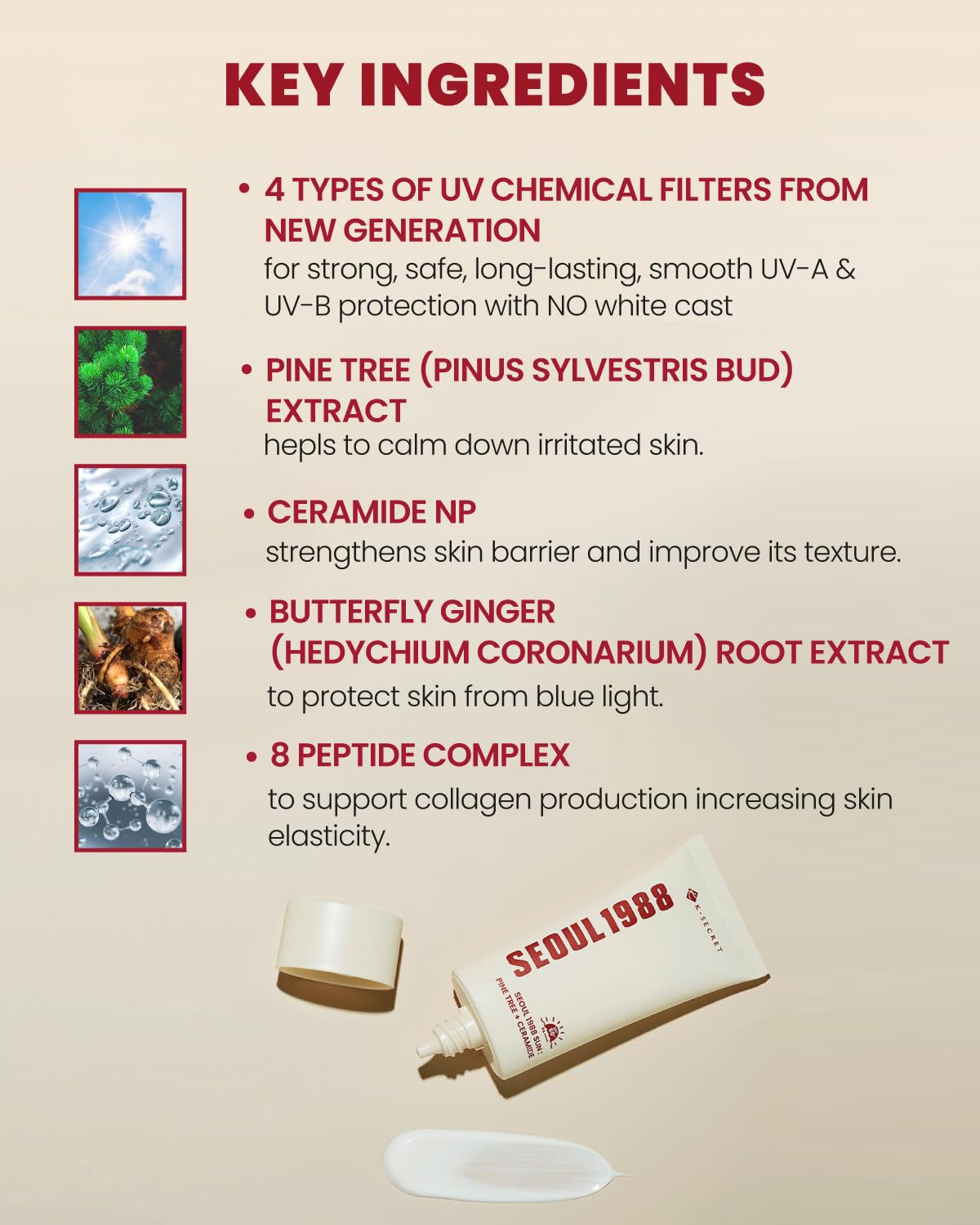 K-SECRET SEOUL 1988 Sunscreen : Pine Tree + Ceramide, 50ml