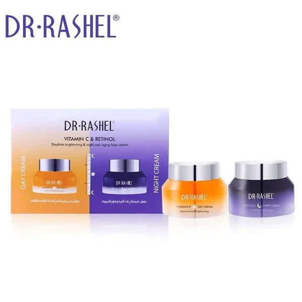 Dr. Rashel Vitamin C & Retinol Cream - Day & Night Cream Combo -Daytime Brightening & Night-time Anti-Aging Cream (Pack of 2, 50g Each)