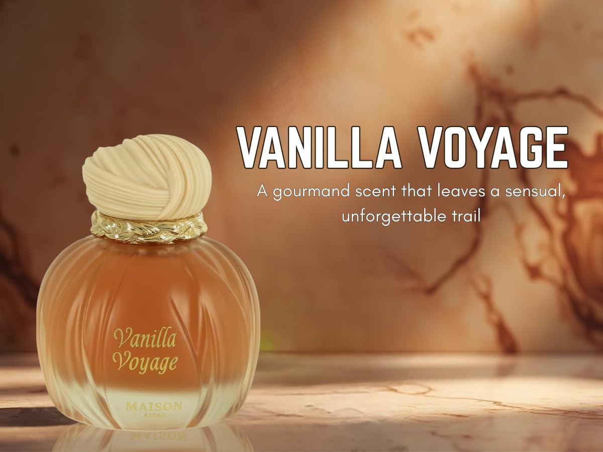 Maison Asrar Vanilla Voyage Long Lasting Eau De Parfum   - Unisex Perfume | Caramel, Jasmine, Tonka & Honey Notes | Luxurious Vanilla Perfume with Musk & Amber  - 100 mls
