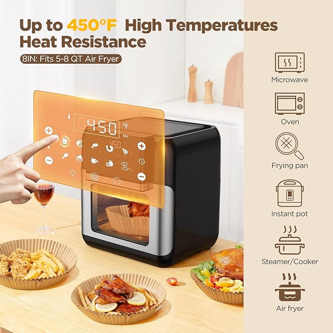 Disposable Air Fryer Paper Liners - 50 Pcs