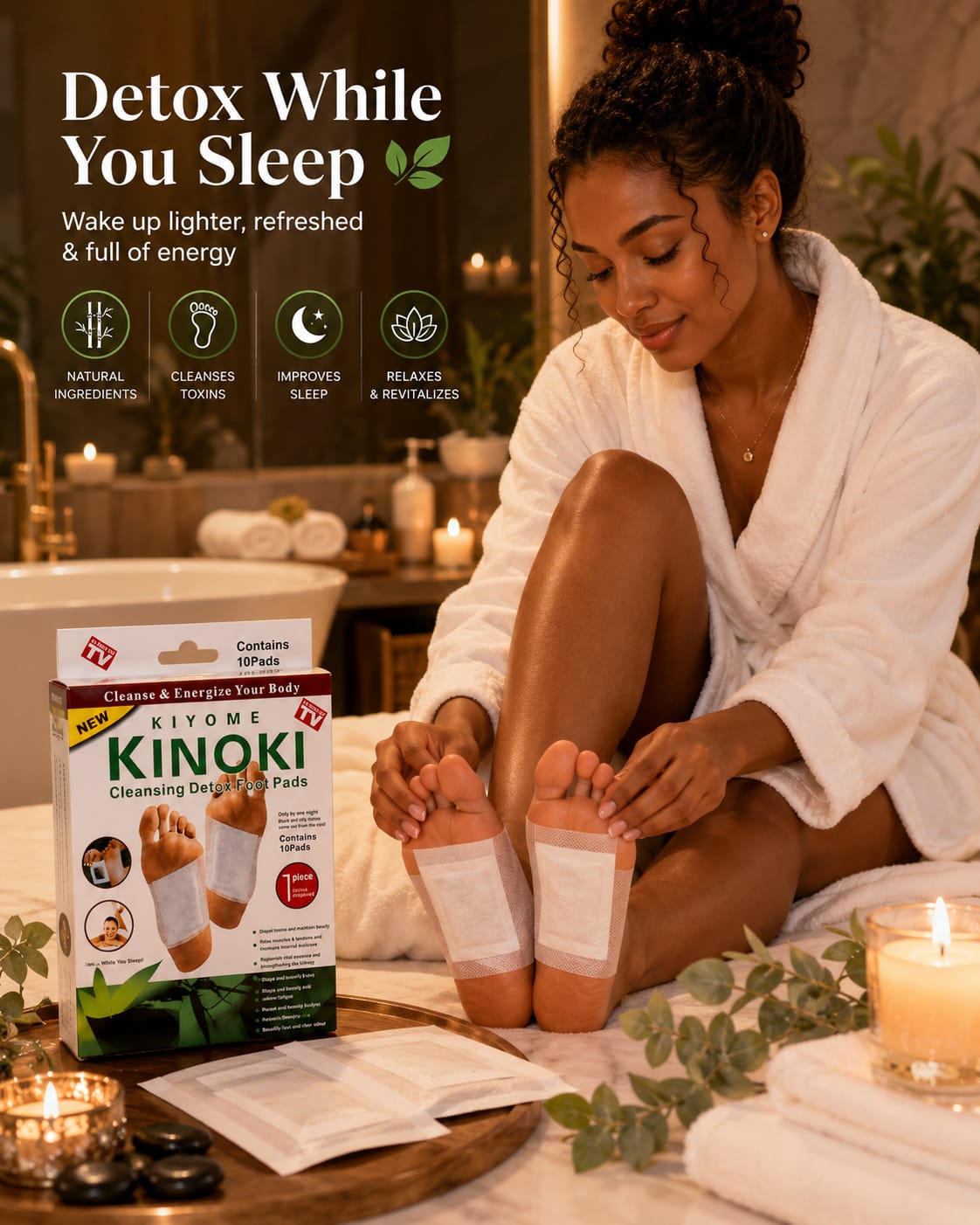 Kinoki Detox Foot Patches - Nightly Cleansing Routine - ( 10PCS/BOX ) - BUY 1 BOX GET 1 FREE