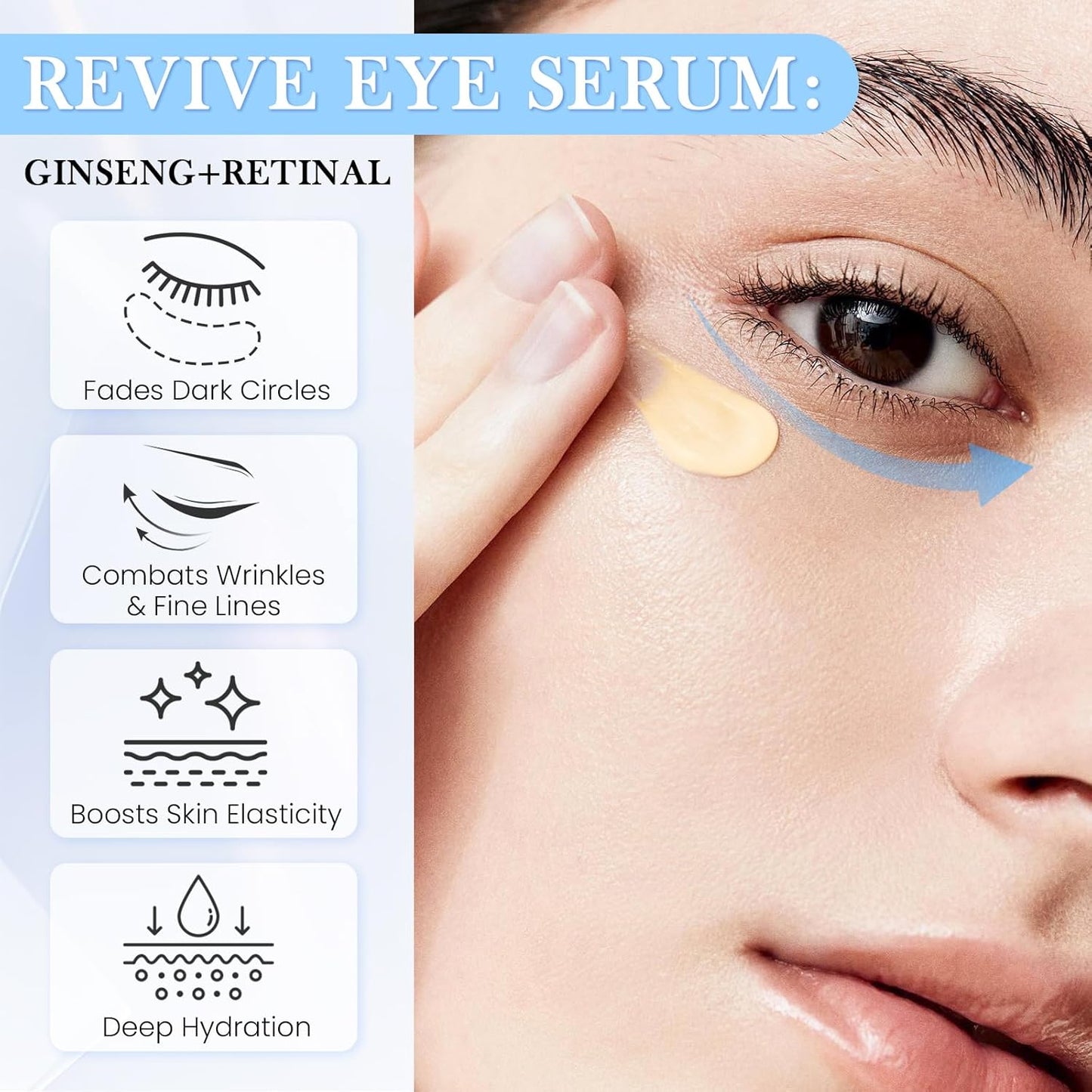 Revive Eye Serum, Anti-Aging Eye Treatment Cream - Visibly Smoothes Fine Lines, Dark Circles & Wrinkles
