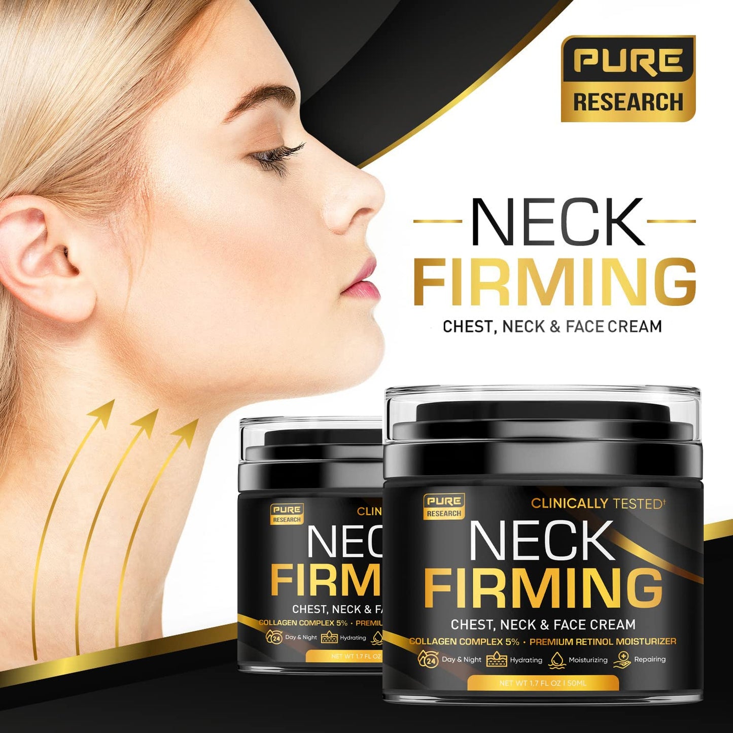 Neck Firming Cream - Anti-Wrinkle Cream Day & Night for Face, Neck & Chest Cream - Moisturizing, Lifting & Hydrating - 50g