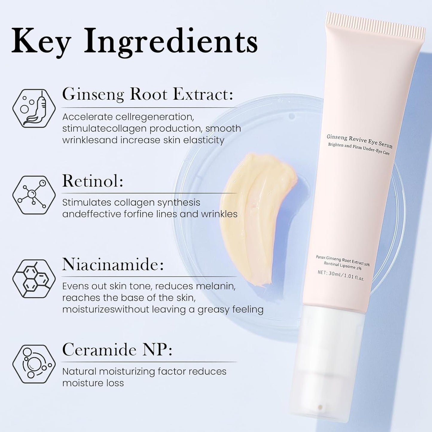 Revive Eye Serum, Anti-Aging Eye Treatment Cream - Visibly Smoothes Fine Lines, Dark Circles & Wrinkles