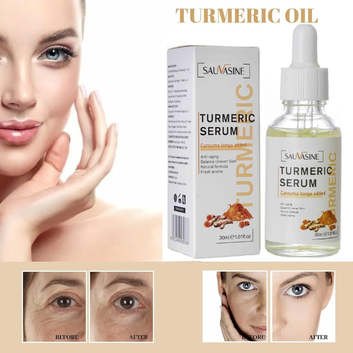 Natural Turmeric Dark Spot Corrector Serum for Dark spots & Acne Face (30mls)- Get Free Bar of Turmeric Soap