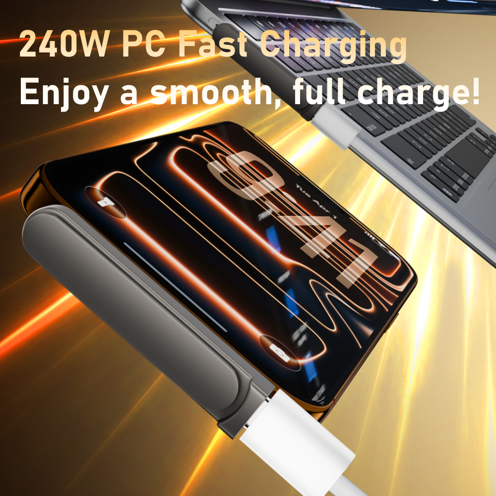 240W USB Type C Fast Charging Adapter Cable with Foldable Phone Holder