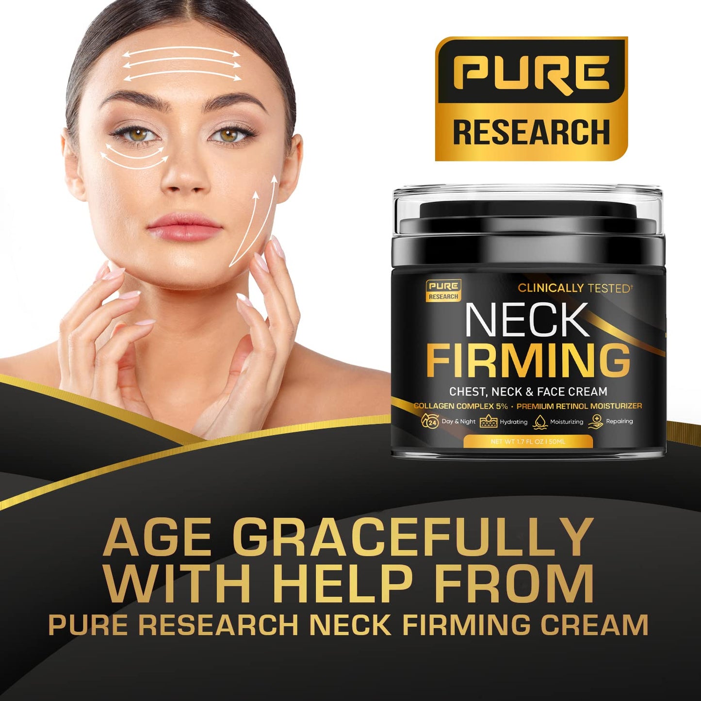 Neck Firming Cream - Anti-Wrinkle Cream Day & Night for Face, Neck & Chest Cream - Moisturizing, Lifting & Hydrating - 50g