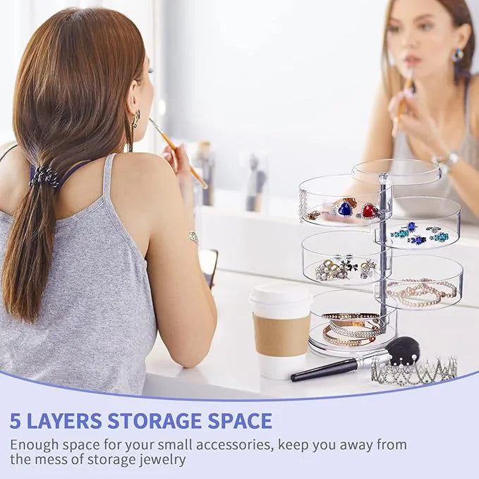 5 Layers Rotating Jewelry Organizer Storage Box