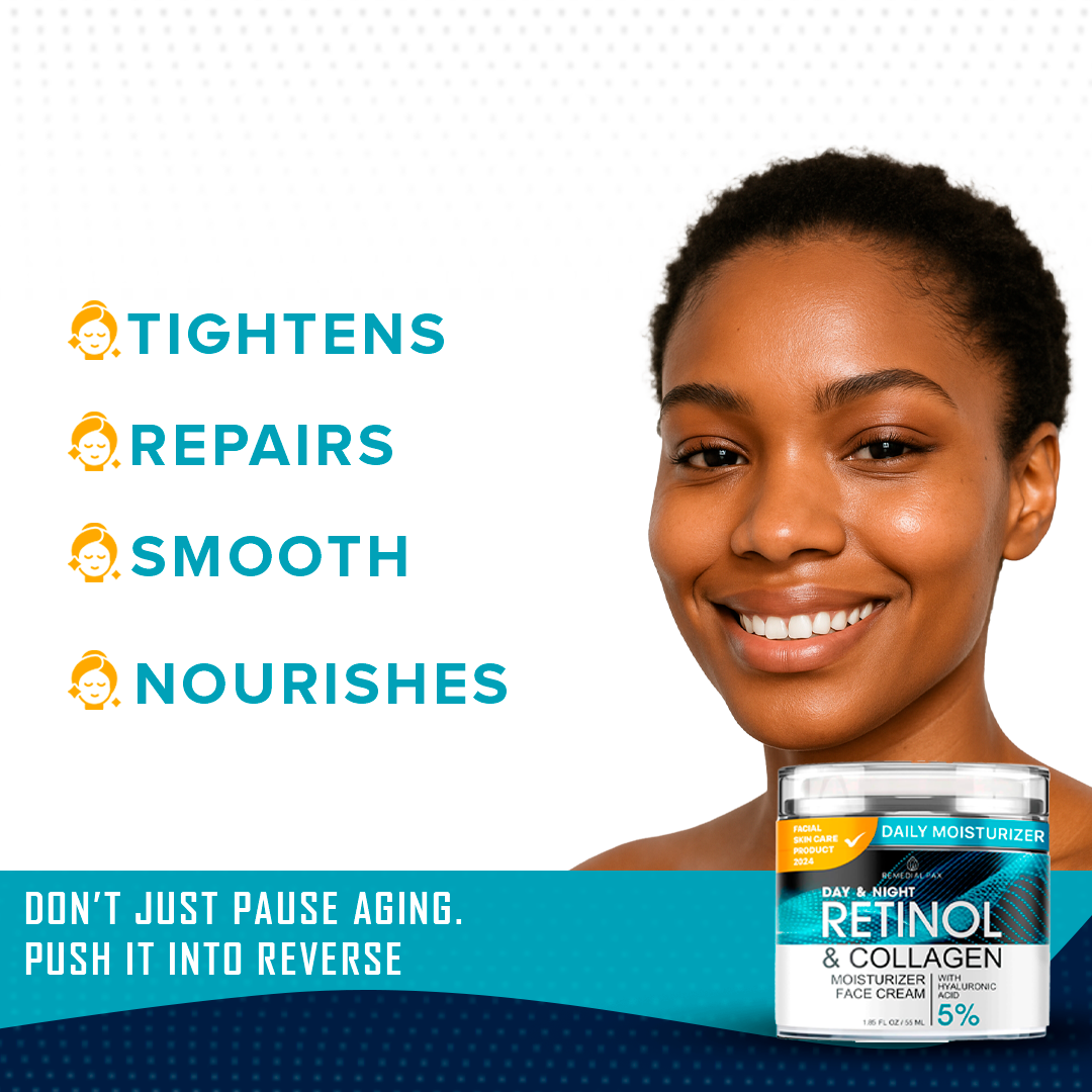 RETINOL & COLLAGEN Moisturizer Face Cream - Day & Night Anti-Aging Skin Care with 5% Hyaluronic Acid