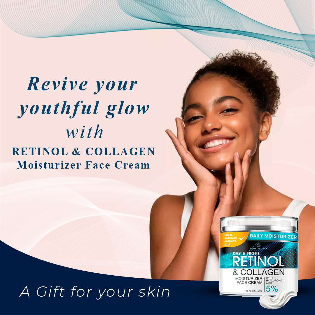 RETINOL & COLLAGEN Moisturizer Face Cream - Day & Night Anti-Aging Skin Care with 5% Hyaluronic Acid